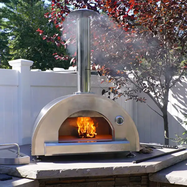 Stone Grill Island with Built-in Gas fired Pizza Oven